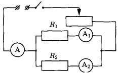 Схема с реостатом и амперметром. Источник тока, проводник ab, ключ и реостат..